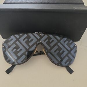 Fendi Black and Gray Monogram Sunglasses